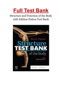 Structure and Function of the Body 16th Edition Patton Test Bank