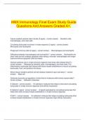  HMX Immunology Final Exam Study Guide Questions And Answers Graded A+.