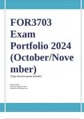 FOR3703 October/November Exam Portfolio Semester 2 2024 ;100 % TRUSTED workings, Expert Solved, Explanations and Solutions............ PORTFOLIO