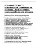 PCO WDO TERMITE Overview and Subterranean Termites – Rhinotermidae exam questions and answers