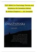 TEST BANK For Psychology Themes and Variations, 4th Canadian Edition By Weiten, All 1-16 Chapters Covered ,Latest Edition,