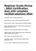 Beginner Scuba Diving - NAUI Certification Quiz with complete verified solutions 2024