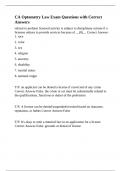 CA Optometry Law Exam Questions with Correct Answer2