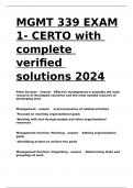 MGMT 339 EXAM 1- CERTO with complete verified solutions 2024