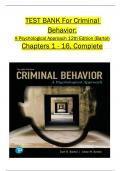 Test Bank For Criminal Behavior A Psychological Approach 12th Edition All  Chapters Covered ,Latest Edition ISBN:9780135618721