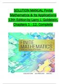 Solution Manual For Finite Mathematics and Its Applications, 13 Edition by Larry J. Goldstein, All 1-12 Chapters Covered ,Latest Edition,