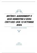 HSY2601 Assignment 5 QUIZ Semester 2 2024 (567122)- DUE 19 October 2024