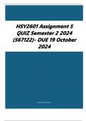 HSY2601 Assignment 5 QUIZ Semester 2 2024 (567122)- DUE 19 October 2024