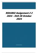 RSK4802 Assignment 2 2 2024 - DUE 28 October 2024