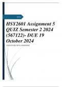 HSY2601 Assignment 5 QUIZ Semester 2 2024 (567122)- DUE 19 October 2024