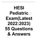 Hesi Pediatric Exam(Latest 2022-2023) 55 Questions & Answers