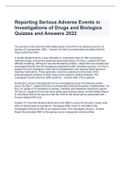 Reporting Serious Adverse Events in Investigations of Drugs and Biologics Quizzes and Answers 2022