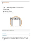 EAQ Management of Care - Mastery Novice Quiz