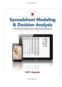 Spreadsheet Modeling and Decision Analysis A Practical Introduction to Business Analytics 7th Edition Cliff Ragsdale Test Bank ISBN:978-1285418681 |Complete Guide A+