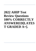 2022 AHIP Test Review Questions 100% CORRECTLY ANSWERED[LATES T GRADED A+].