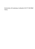 University of Louisiana, Lafayette ACCT 526 Mid Term.