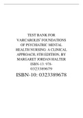 TEST BANK FOR VARCAROLIS’ FOUNDATIONS OF PSYCHIATRIC MENTAL HEALTH NURSING: A CLINICAL APPROACH, 8TH EDITION, BY MARGARET JORDAN HALTER