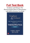 Goodman and Gilman’s The Pharmacological Basis of Therapeutics 13th Edition Brunton Test Bank