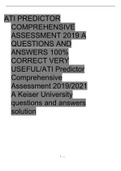 ATI PREDICTOR COMPREHENSIVE ASSESSMENT 2019 A QUESTIONS AND ANSWERS 100% CORRECT VERY USEFUL/ATI Predictor Comprehensive Assessment 2019/2021 A Keiser University questions and answers solution