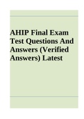 AHIP Final Exam Test Questions And Answers (Verified Answers) Latest