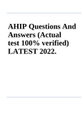 AHIP Questions And Answers (Actual test 100% verified) LATEST 2022 | AHIP Final Exam Test & AHIP Certification Exam Questions and Answers Latest 2022