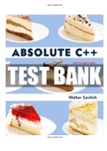Absolute C++ 5th Edition Savitch Test Bank ISBN-13 : 9780132846813  | Complete Test bank| ALL CHAPTERS