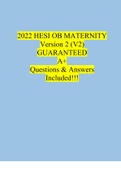 2023 HESI OB MATERNITY V1 & V2 Exam GUARANTEED A+ (All 55 Q’s)– Brand New Q&As! Guaranteed Pass A+ 