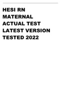 HESI RN  MATERNAL ACTUAL TEST  LATEST VERSION  TESTED 2022