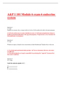 Exam (elaborations) A&P 1 101 Module 6 exam 6 endocrine system 2022 