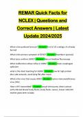 REMAR Quick Facts for NCLEX | Questions and Correct Answers | Latest Update 2024/2025