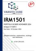 IRM1501 PORTFOLIO (DETAILED ANSWERS) Semester 2 2024 - DISTINCTION GUARANTEED