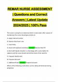 REMAR NURSE ASSESSMENT | Questions and Correct Answers | Latest Update 2024/2025 | 100% Pass