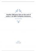 Aquifer FMCases Quiz at the end of cases 1-10 With Complete Solutions