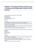 Chapter 3: Nursing Practice and the Law—Answers and Rationales Verified 100% Correct.