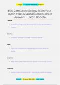 BIOL 2460 Microbiology Exam Four - Dylan Parks Questions and Correct  Answers | Latest Update