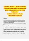 CMN 548 Module 1 Study Guide For  Final Exam Questions With Revised  Correct Detailed Answers With  Rationales    |ALREADY GRADED A+ PASS >  > BRAND NEW VERSION!!  GUIDE SADOCK  