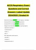 ACCS Respiratory Exam | Questions and Correct Answers | Latest Update 2024/2025 | Graded A+