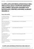 CA DPR LAWS AND REGULATIONS EXAM 2024-2025 ACTUAL EXAM COMPLETE QUESTIONS AND CORRECT DETAILED ANSWERS WITH RATIONALES (VERIFIED ANSWERS) |ALREADY GRADED A+