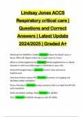 Lindsay Jones ACCS Respiratory critical care | Questions and Correct Answers | Latest Update 2024/2025 | Graded A+