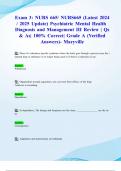 Exam 3: NURS 665/ NURS665 (Latest 2024/ 2025 Update) Psychiatric Mental Health Diagnosis and Management III Review | Qs & As| 100% Correct| Grade A (Verified Answers)- Maryville