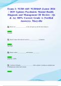 Exam 2: NURS 665/ NURS665 (Latest 2024/ 2025 Update) Psychiatric Mental Health Diagnosis and Management III Review | Qs & As| 100% Correct| Grade A (Verified Answers)- Maryville