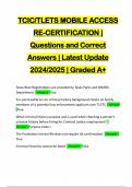 TCIC/TLETS MOBILE ACCESS RE-CERTIFICATION | Questions and Correct Answers | Latest Update 2024/2025 | Graded A+