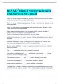 UTA A&P Exam 2 Review Questions and Answers All Correct 