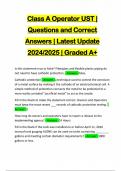 Class A Operator UST | Questions and Correct Answers | Latest Update 2024/2025 | Graded A+