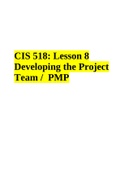 CIS 518: Lesson 8 Developing the Project Team / PMP