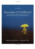 Disorders of Childhood Development and Psychopathology 3rd Edition Parritz Test Bank |A+|Instant Download 