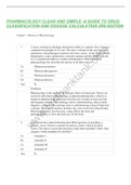 TEST BANK PHARMACOLOGY CLEAR AND SIMPLE - A Guide to Drug Classifications and Dosage Calculations 3rd edition By Cynthia Watkins 