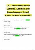 UST Dates and Frequency California | Questions and Correct Answers | Latest Update 2024/2025 | Graded A+