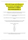 CIPS L4M1 Scope and Influence of Procurement and Supply P1/4  QUESTIONS & CORRECT SOLUTIONS(GRADED A)