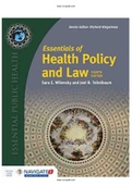 Essentials of Health Policy and Law 4th Edition Teitelbaum Test Bank